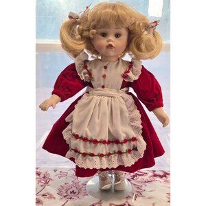 Collectors Choice By DanDee Blonde Porcelain Doll Curly Hair Christmas Cookies
